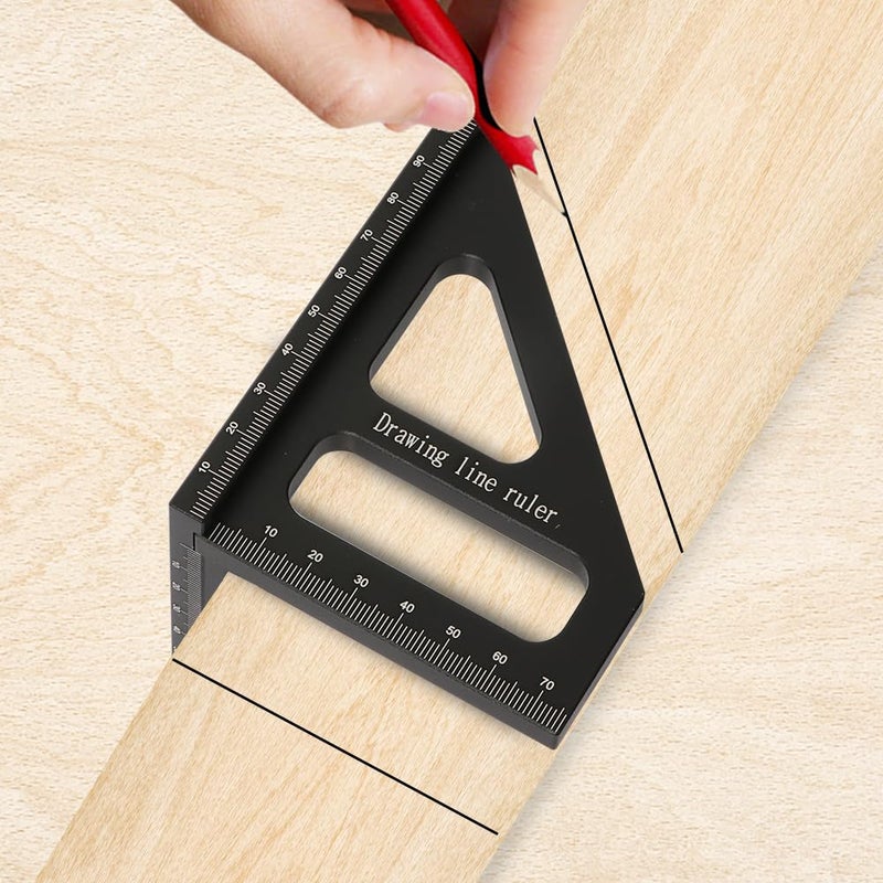KETIPED Metric 3D Multi-Angle Measuring Ruler,45/90 Degree Aluminum Alloy Woodworking Square Protractor, Miter Triangle Ruler High Precision Layout Measuring Tool for Engineer Carpenter,002BK - Image 3
